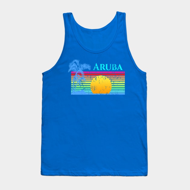 Retro Beach Aruba Sunset Tank Top by macdonaldcreativestudios